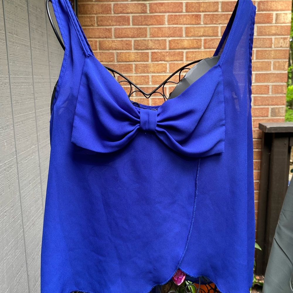Living Doll Bow back sheer tank top